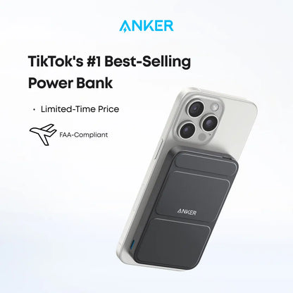 Anker 5,000mAh Magnetic Power Bank - Wireless Portable Charger with Foldable Stand and USB-C Port for iPhone 17/16/15/14/13