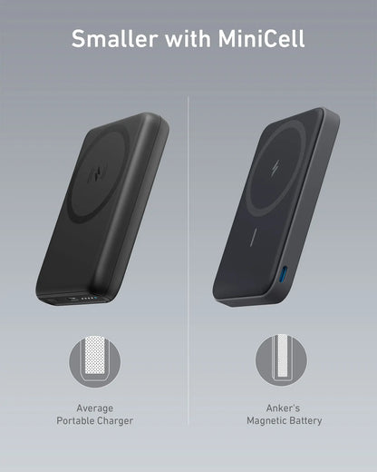 Anker 5,000mAh Magnetic Power Bank - Wireless Portable Charger with Foldable Stand and USB-C Port for iPhone 17/16/15/14/13