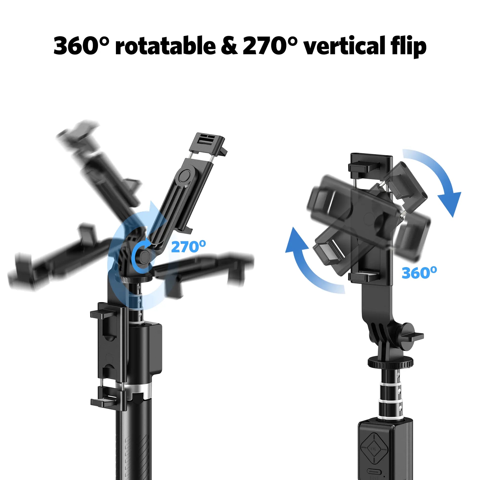 6-in-1 Selfie Stick with Fill Light, 67" Tripod, Wireless Remote Page Turner, Bluetooth Camera Remote, and Music Control for iPhone, iPad, iOS, and Android